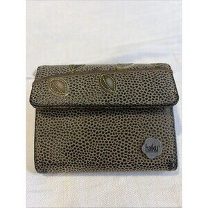 Haiku Textured Vegan Leather Wallet Small Brown & Lime Green Boho Grunge